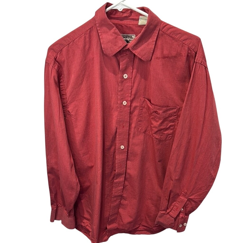 Resistol Muted Red Western Button Down Hidden‎ Button Collar Shirt Men's Medium